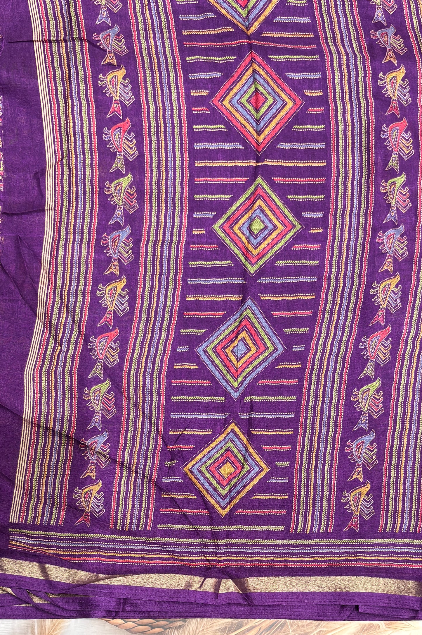 Madhubani Printed Silk | Brinjal Violet |PPS19