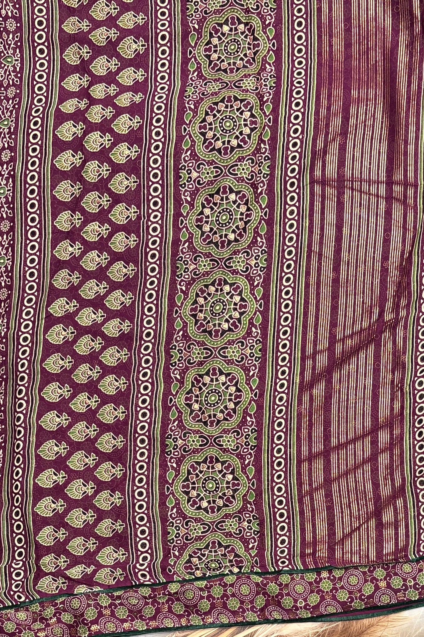 Premium Georgette Saree | Ajrak Foil | Wine | MBPG15
