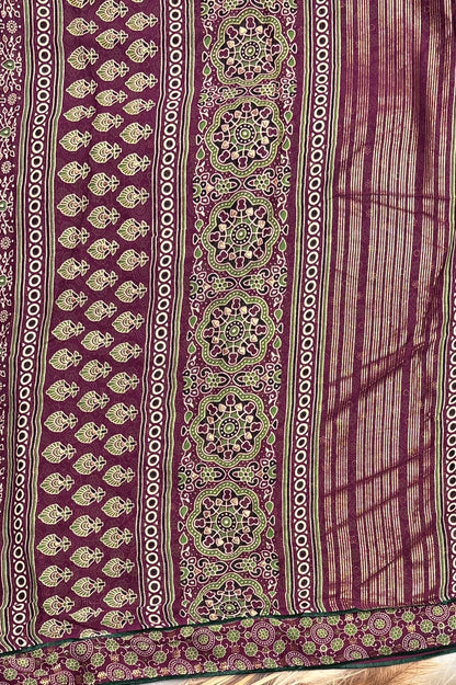 Premium Georgette Saree | Ajrak Foil | Wine | MBPG15