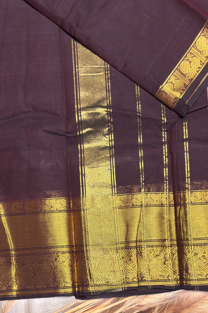 Meenakshi -Premium Kanchi Cotton Saree– Coffee | MCK80
