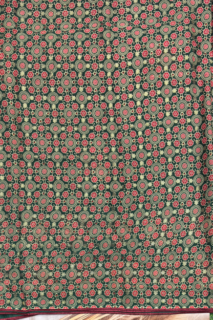Premium Georgette Saree | Ajrak Foil | Green | MBPG17