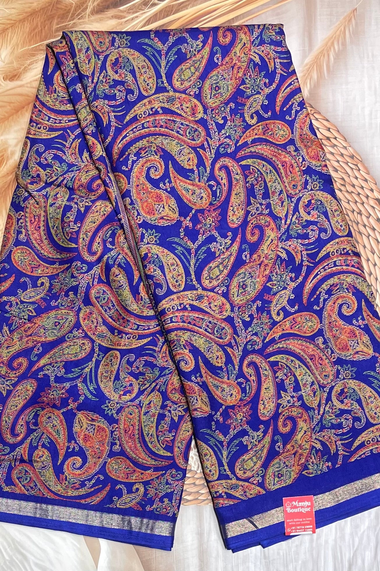 Kalamkari Printed Silk |Pepsi Blue| PPS08