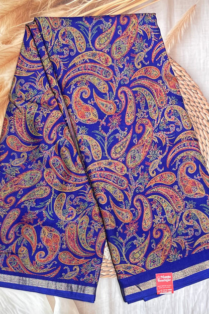 Kalamkari Printed Silk |Pepsi Blue| PPS08