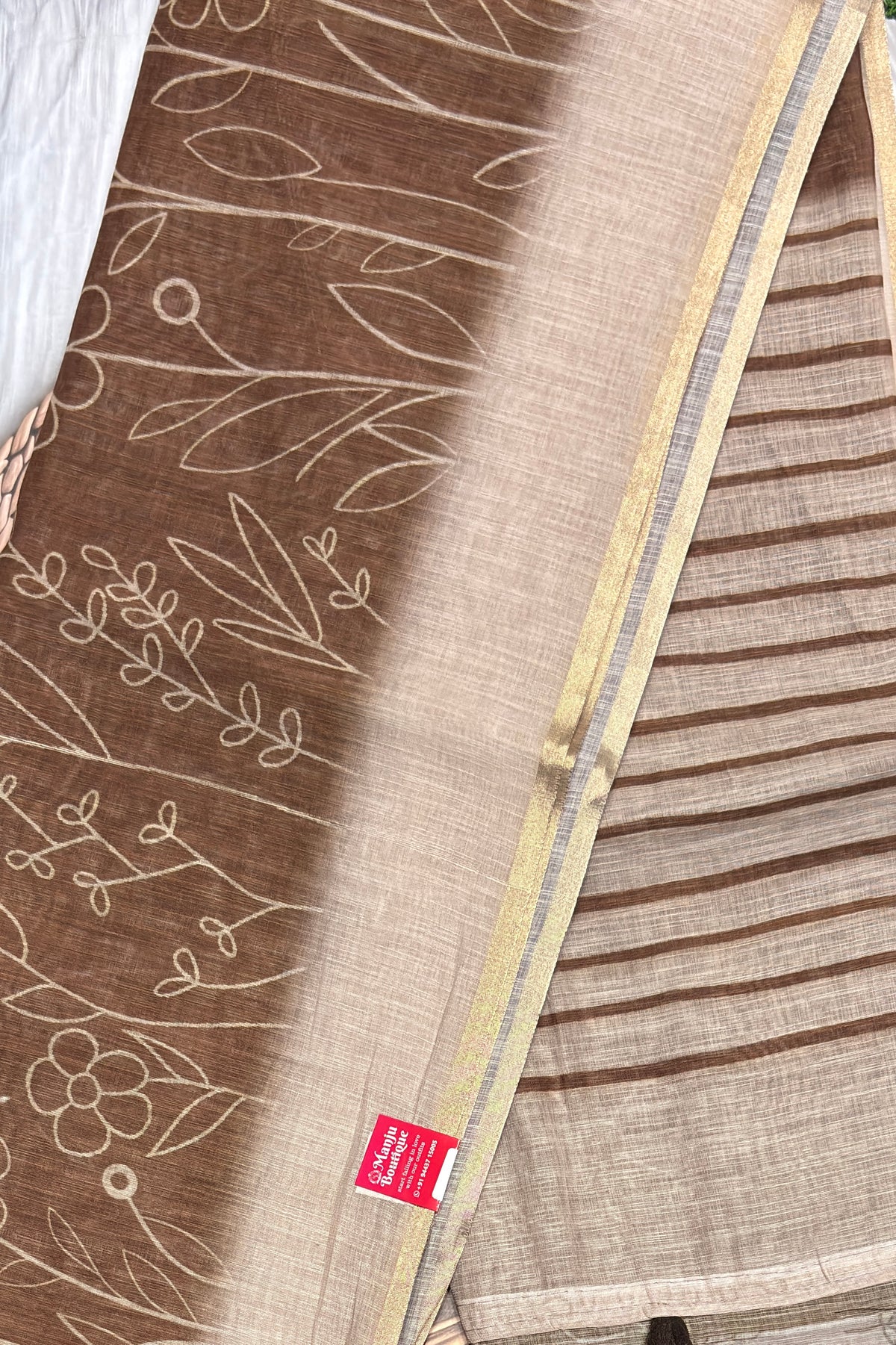Premium Linen Cotton Saree - Model