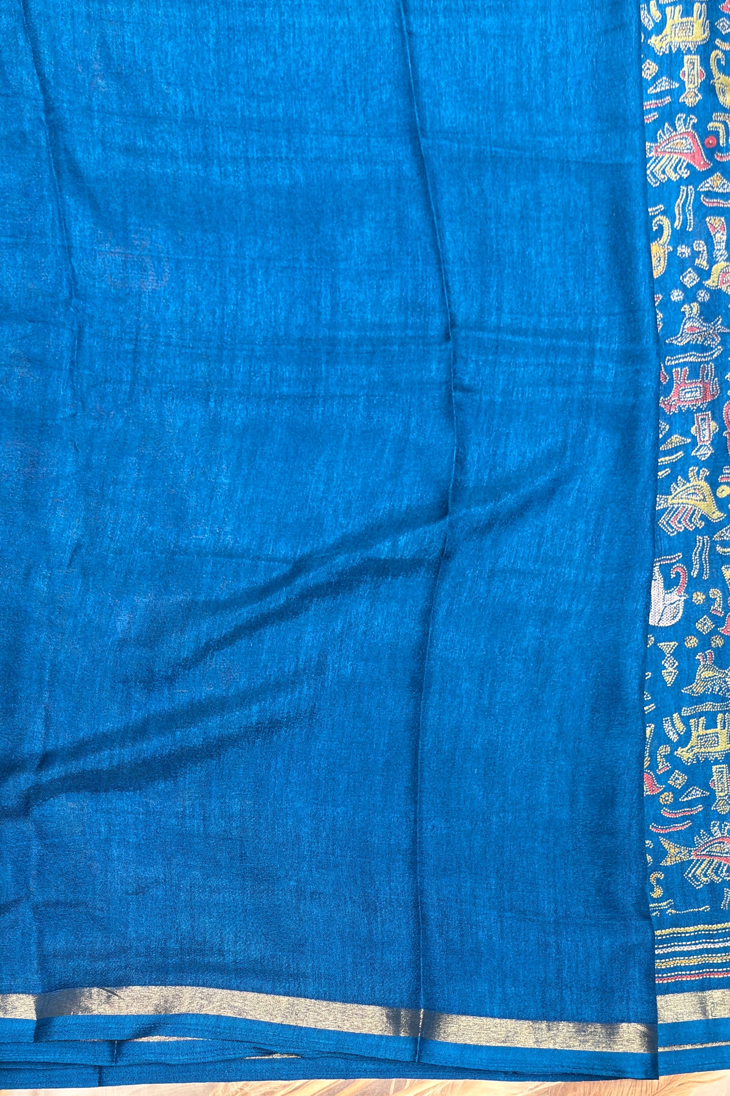 Madhubani Printed Silk | Anandha Blue | PPS21