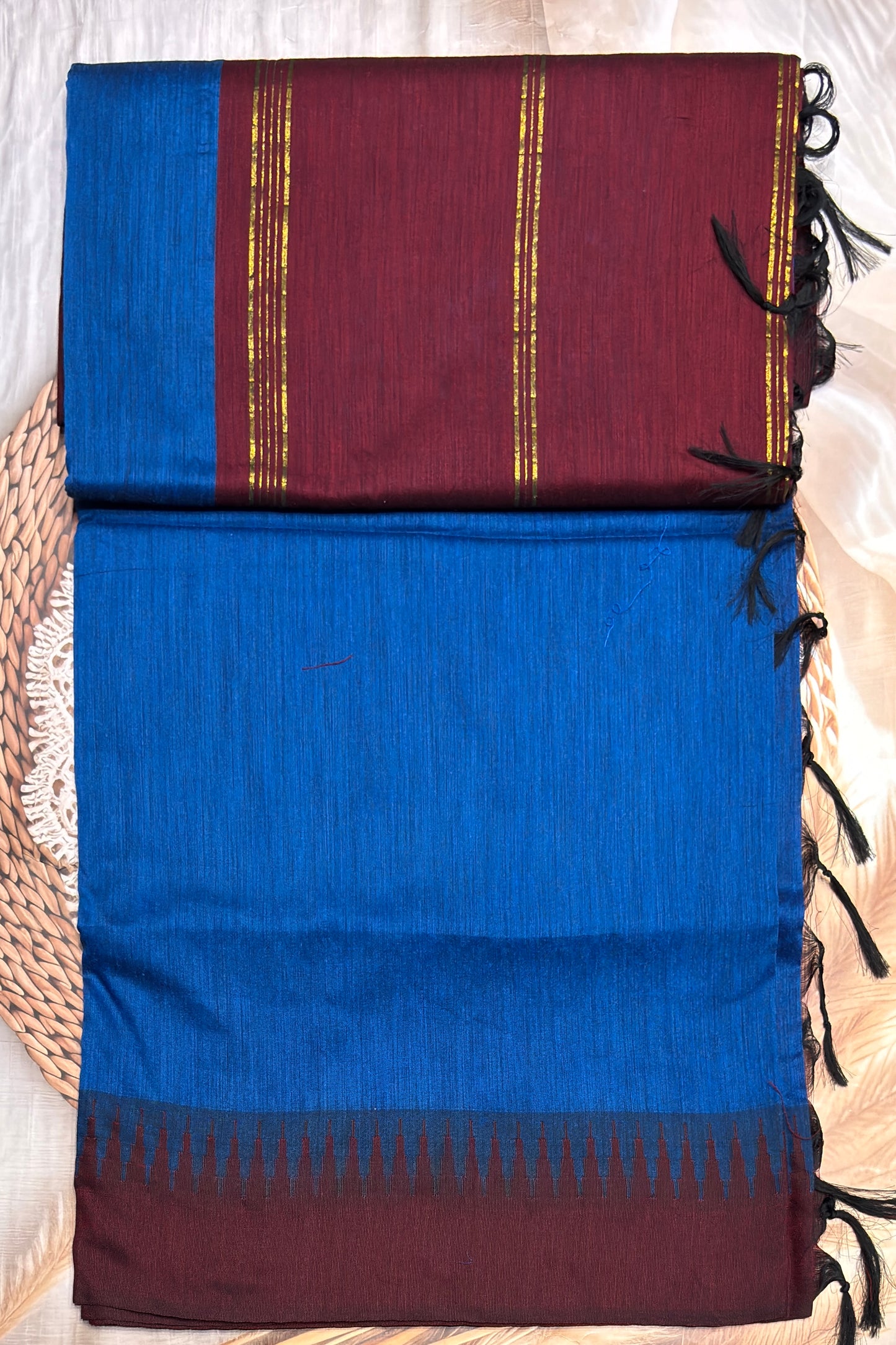 New Gen Kalyani Cotton Tower Border|R Blue with Maroon| KCSM07