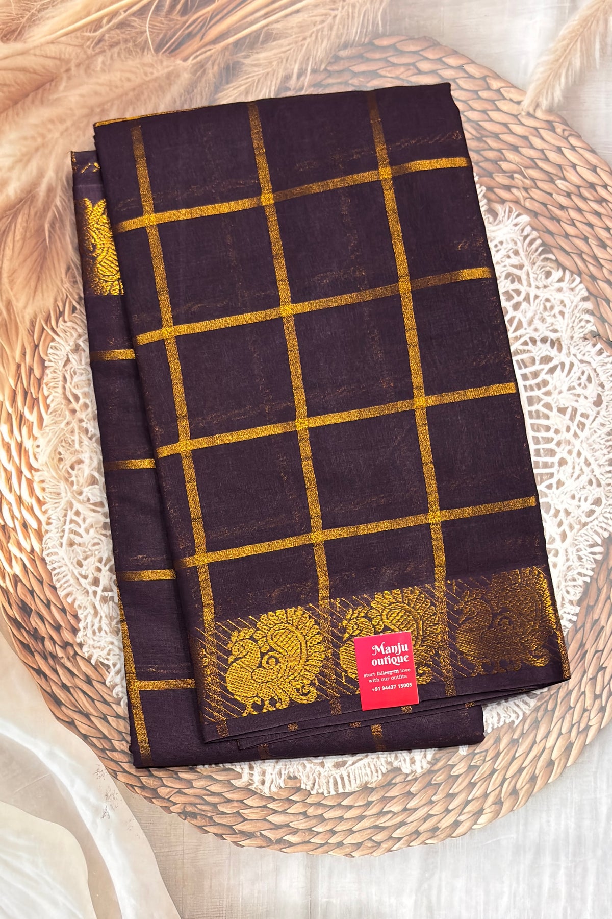 Madurai  Sungudi Cotton Sarees |Coffee Dual Shade | SC11