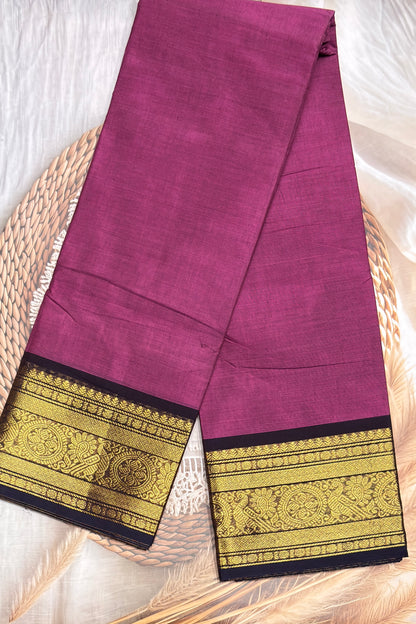 Meenakshi -Premium Kanchi Cotton Saree– Onion Pink with Navy | MCK67