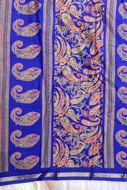 Kalamkari Printed Silk |Pepsi Blue| PPS08