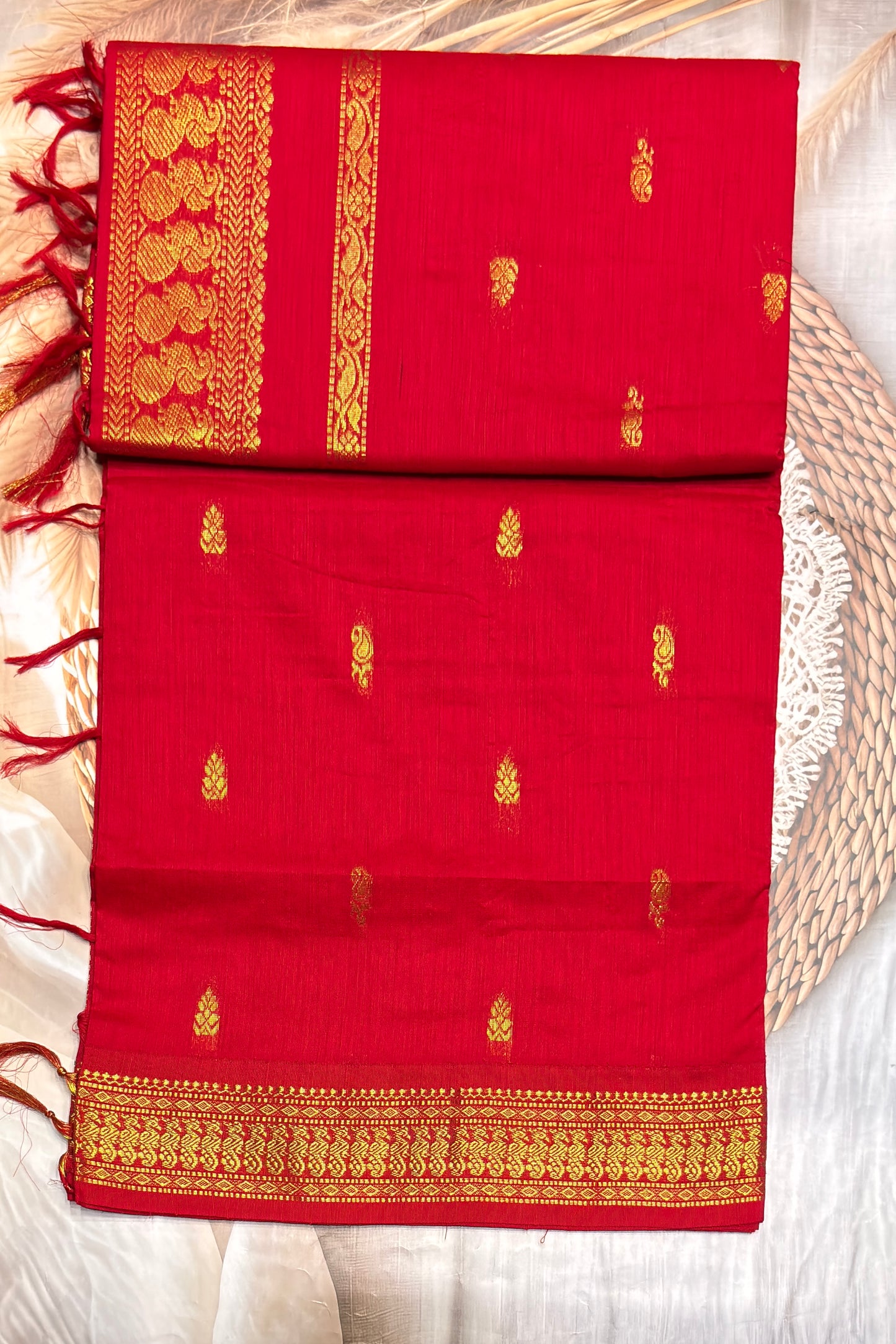 Kalyani Cotton Butta | Red |KCBU15
