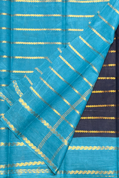 Premium Velthari Sungudi Cotton Saree  | Navy Blue with Anandha Blue| SC24