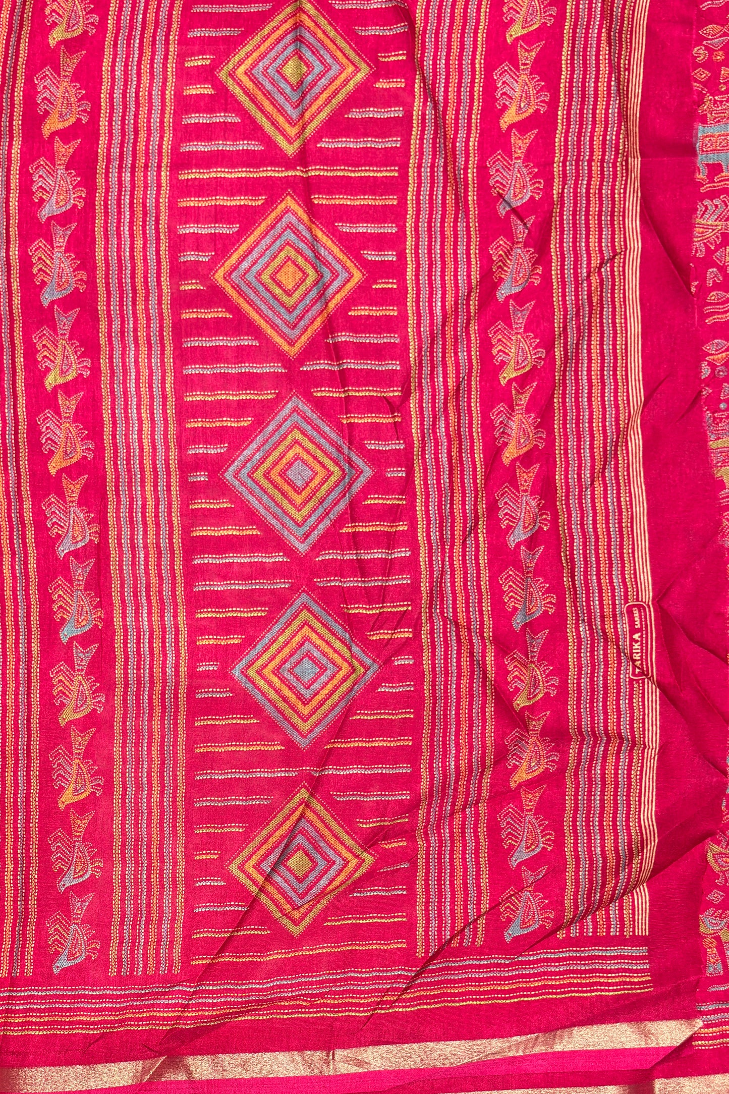 Madhubani Printed Silk | Dark Rose | PPS18