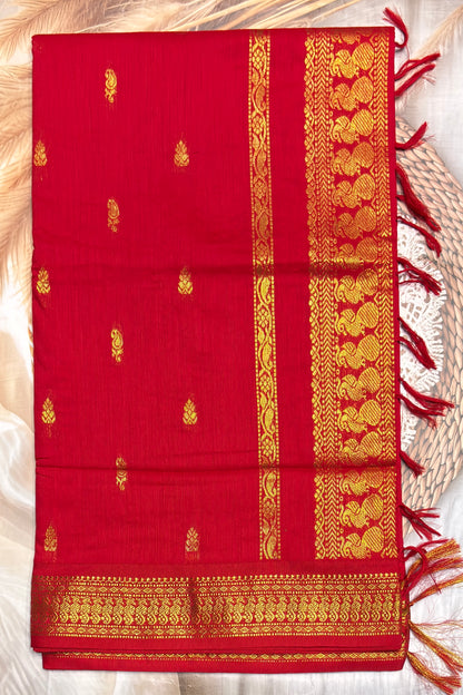 Kalyani Cotton Butta | Red |KCBU15