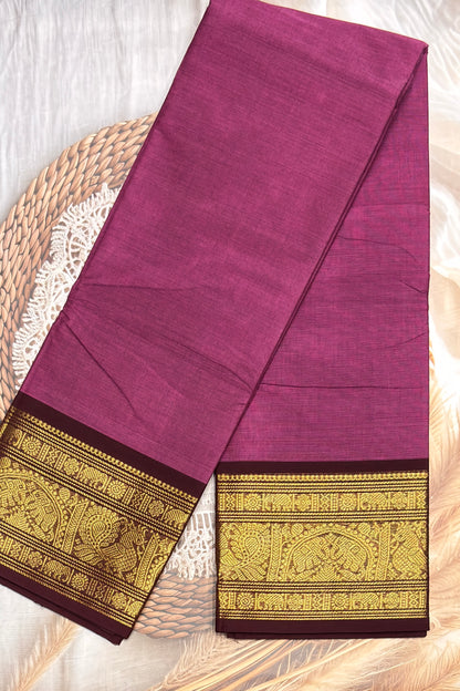 Meenakshi -Premium Kanchi Cotton Saree– Onion Pink with Deep Maroon | MCK66