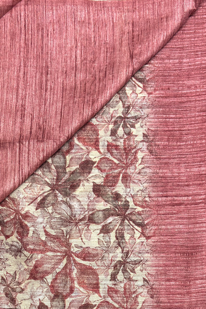 Jute Linen Saree | Onion with Cream | MBJL05