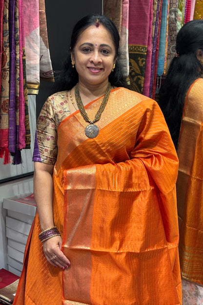 Fancy Soft Silk Sarees | Rust | MBLE75