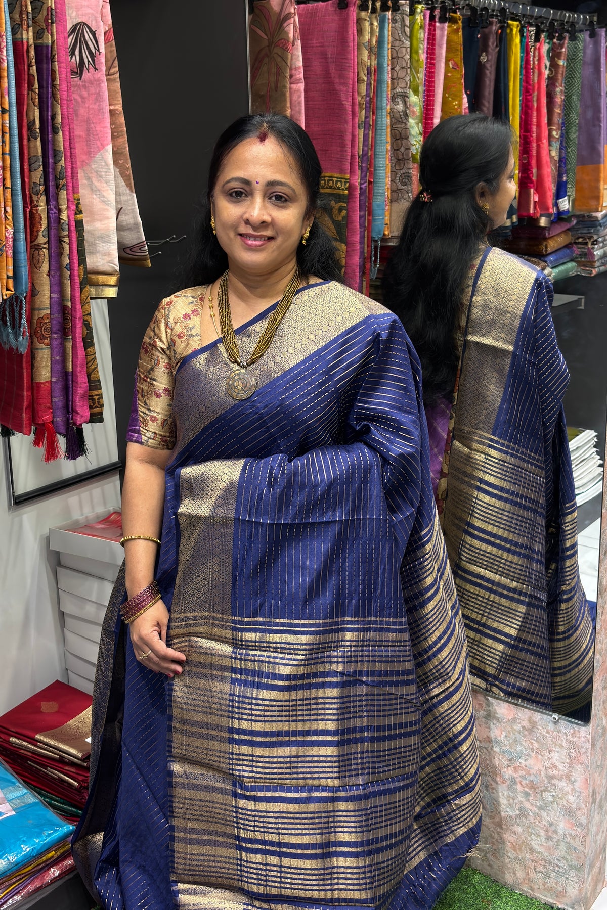 Fancy Soft Silk Sarees | Navy Blue | MBLE71