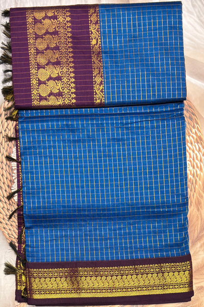 Kalyani Cotton Checks | Royal Blue with Purple | KCCH31