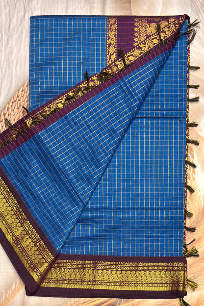 Kalyani Cotton Checks | Royal Blue with Purple | KCCH31