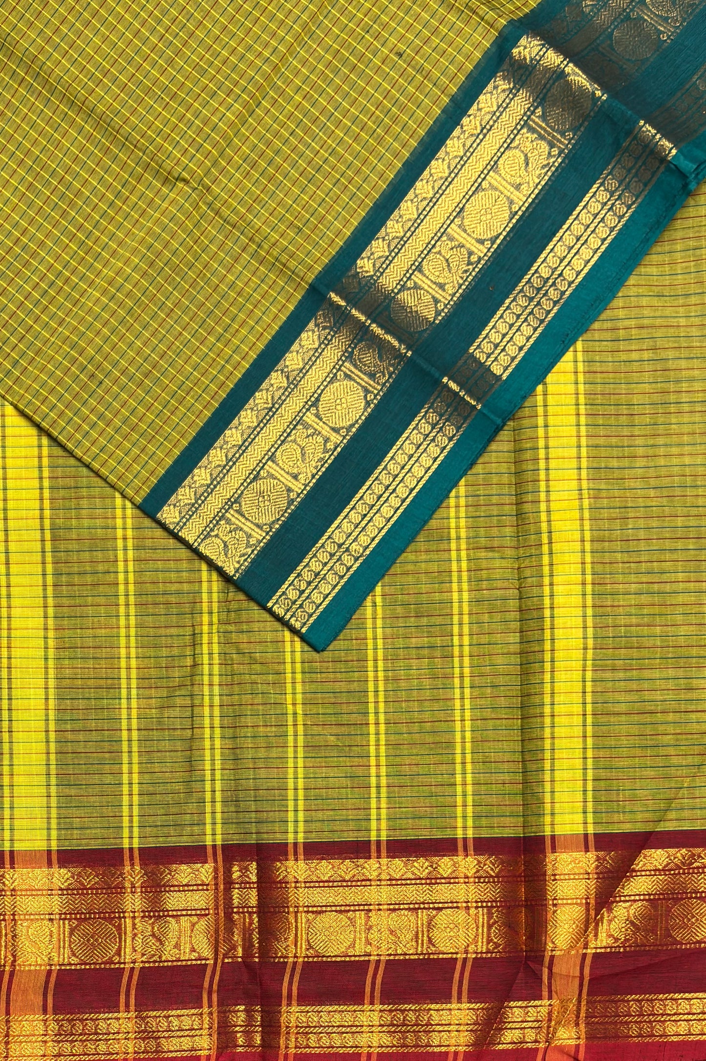 Meenakshi -Kanchi Cotton | Korvai Checks GJ | MCK23