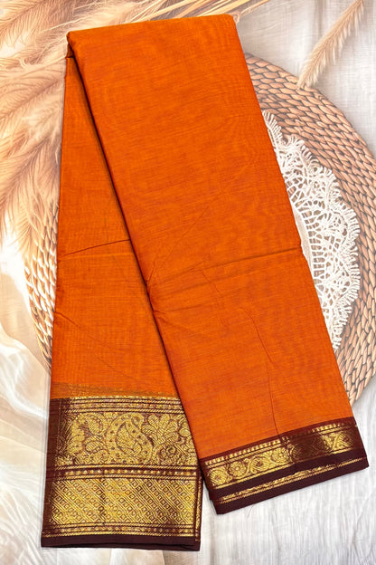 Meenakshi - Kanchi  Cotton | Orange With Maroon| MCK25