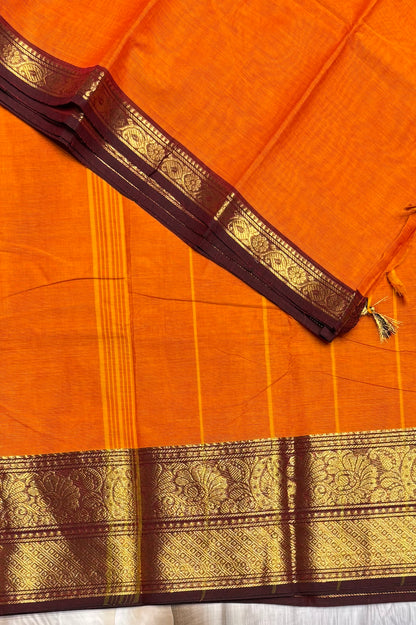 Meenakshi - Kanchi  Cotton | Orange With Maroon| MCK25