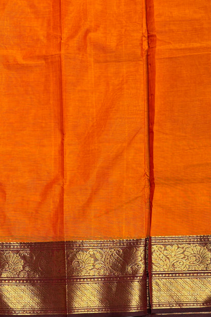 Meenakshi - Kanchi  Cotton | Orange With Maroon| MCK25