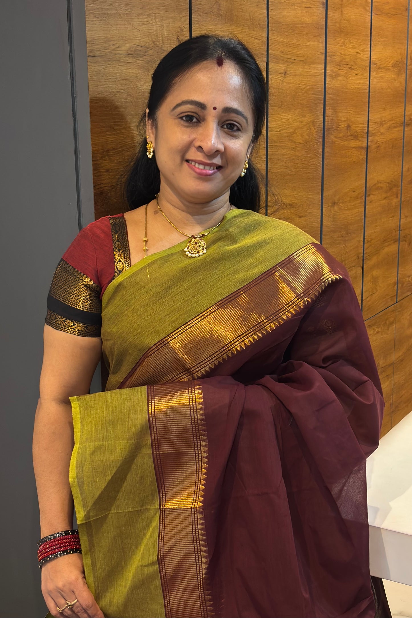 Meenakshi -Premium Kanchi Cotton Saree– VTV Inspired Deep Maroon | MCK62