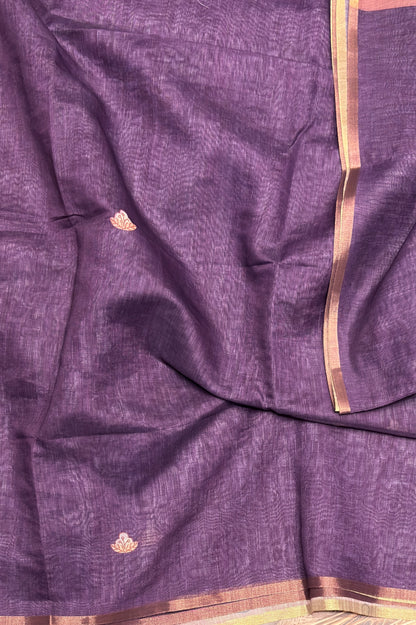 Premium Linen Cotton |Violet  with Peach |MBLC38