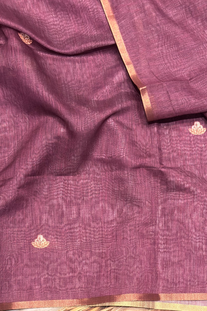 Premium Linen Cotton |Wine with Teal Blue |MBLC40