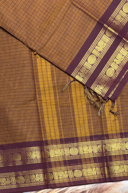 Meenakshi -Premium Kanchi Cotton Saree– Choclate | MCK79
