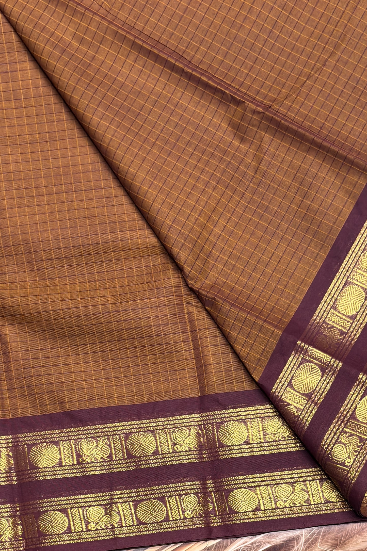 Meenakshi -Premium Kanchi Cotton Saree– Choclate | MCK79