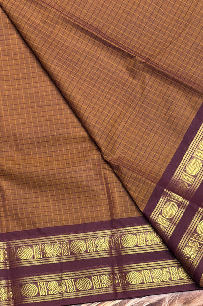Meenakshi -Premium Kanchi Cotton Saree– Choclate | MCK79