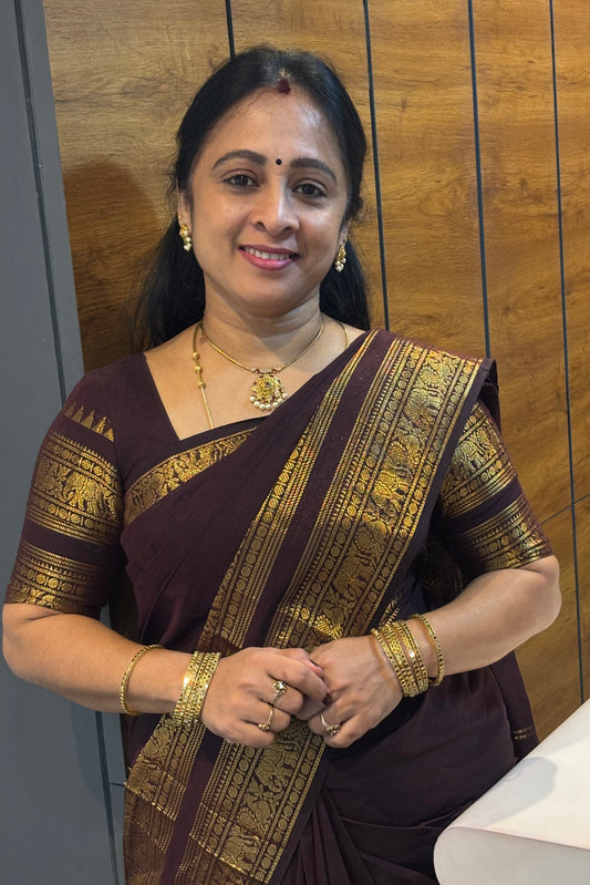 Meenakshi - Kanchi  Cotton | Coffee Retta Pet| MCK27