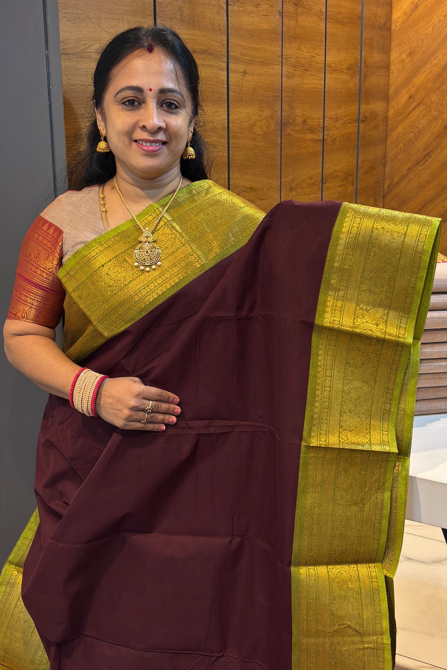 Meenakshi -Premium Kanchi Cotton Saree– Deep Maroon VTV Inspired | MCK81