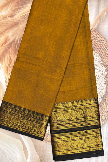 Meenakshi -Kanchi Cotton | Mustard With Black| MCK13