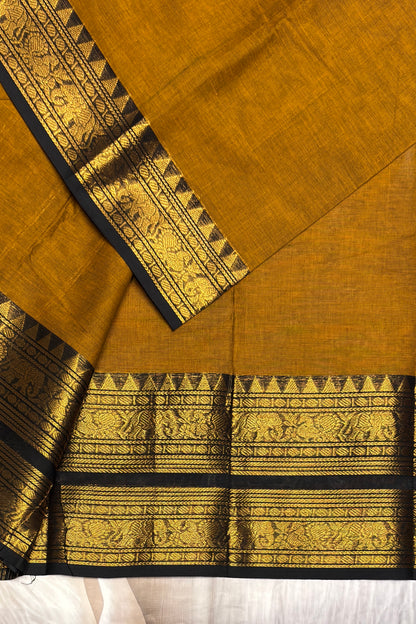 Meenakshi -Kanchi Cotton | Mustard With Black| MCK13