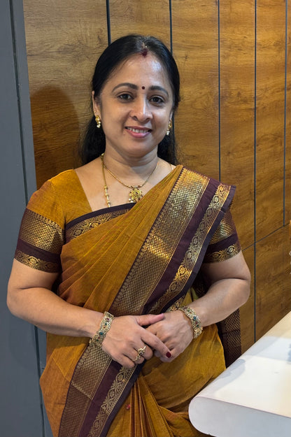 Meenakshi -Chettinad  Cotton |Mustard with Coffee| MCK03