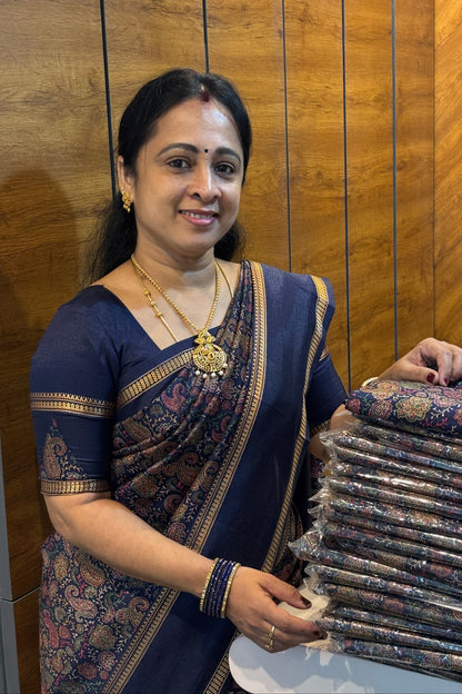 Retta Pet Printed Silk | Navy Blue | RPS04