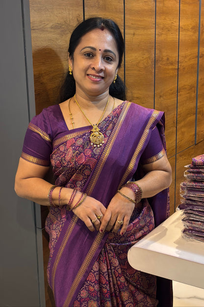 Retta Pet Printed Silk | Brinjal Violet | RPS05