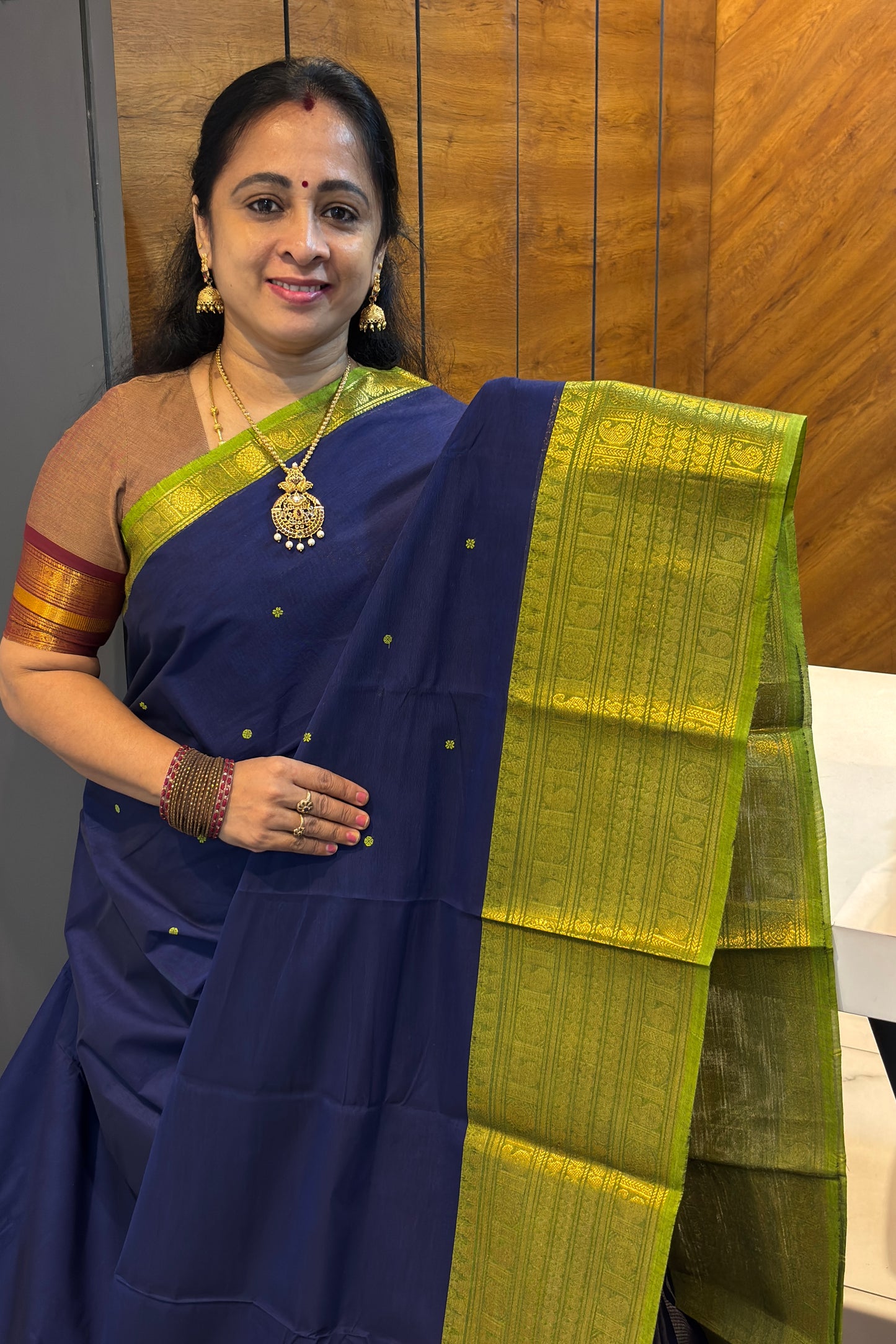 Meenakshi -Premium Kanchi Cotton Saree–Royal Blue|MCK92