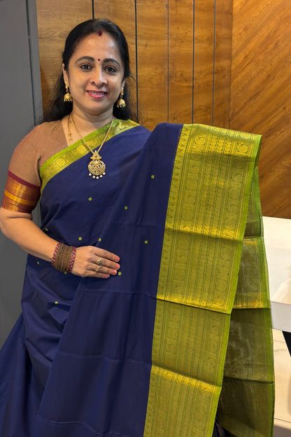 Meenakshi -Premium Kanchi Cotton Saree–Royal Blue|MCK92