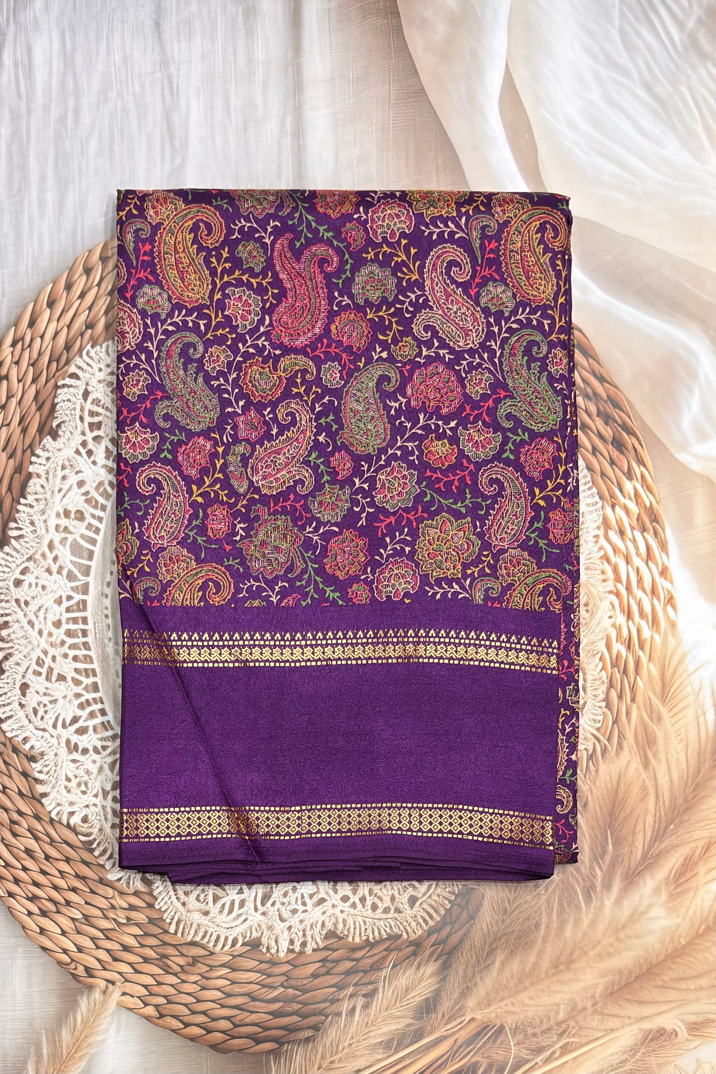 Retta Pet Printed Silk | Brinjal Violet | RPS05