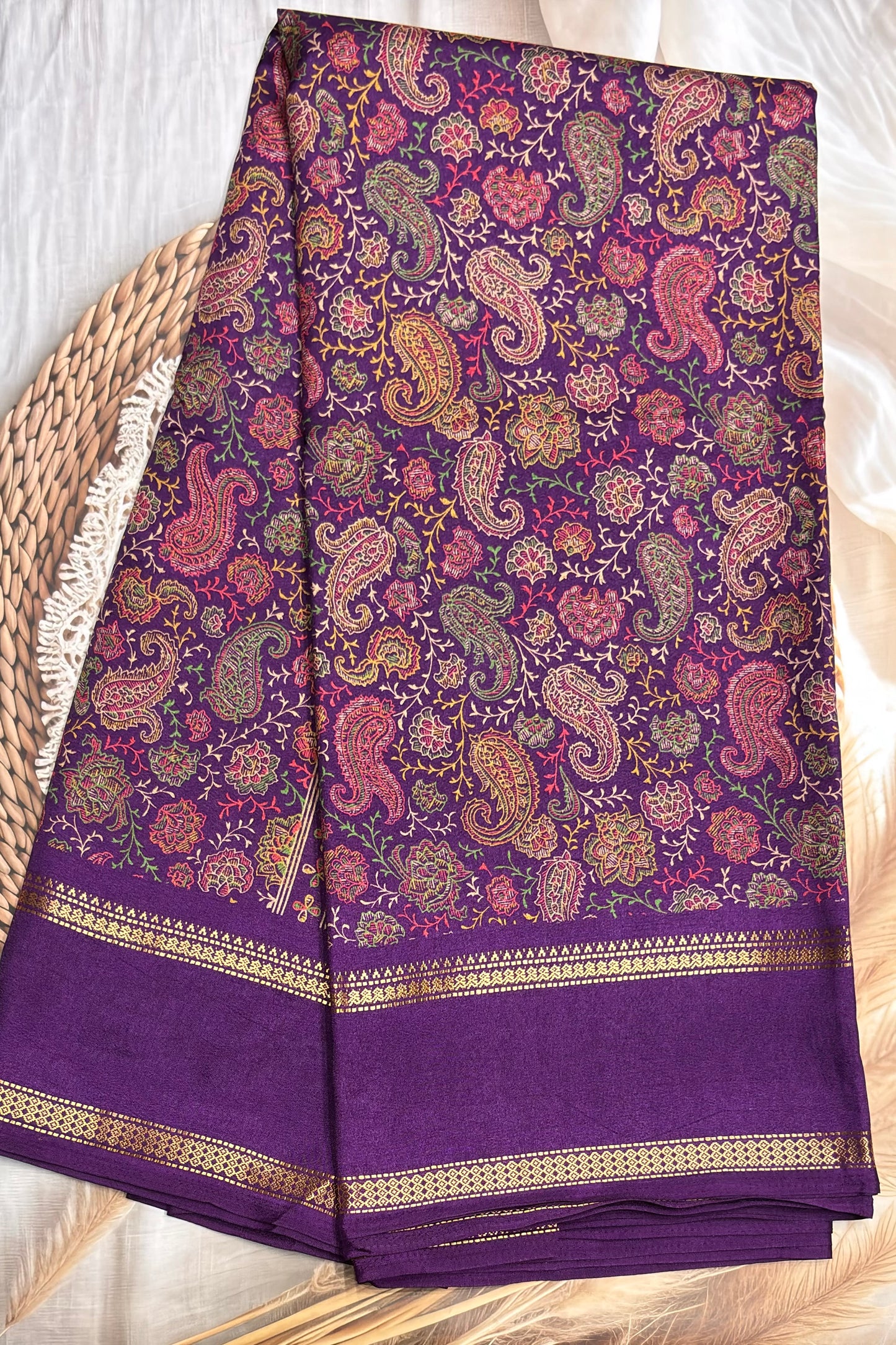 Retta Pet Printed Silk | Brinjal Violet | RPS05