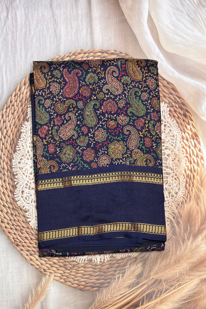 Retta Pet Printed Silk | Navy Blue | RPS04