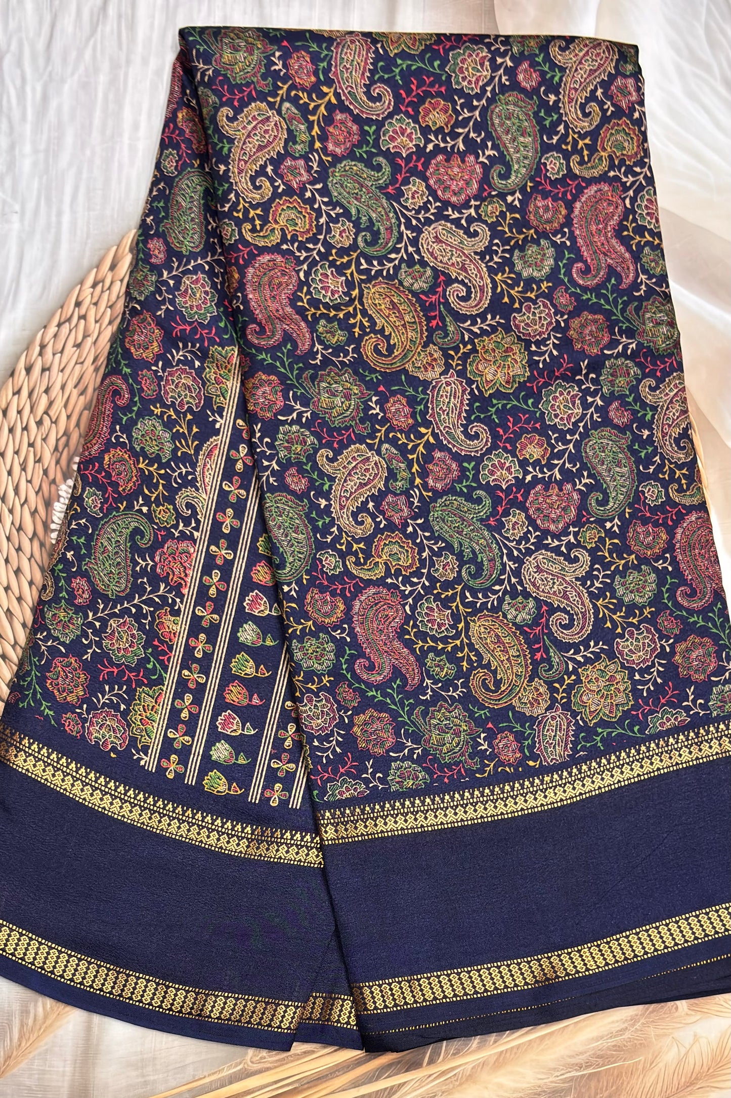 Retta Pet Printed Silk | Navy Blue | RPS04