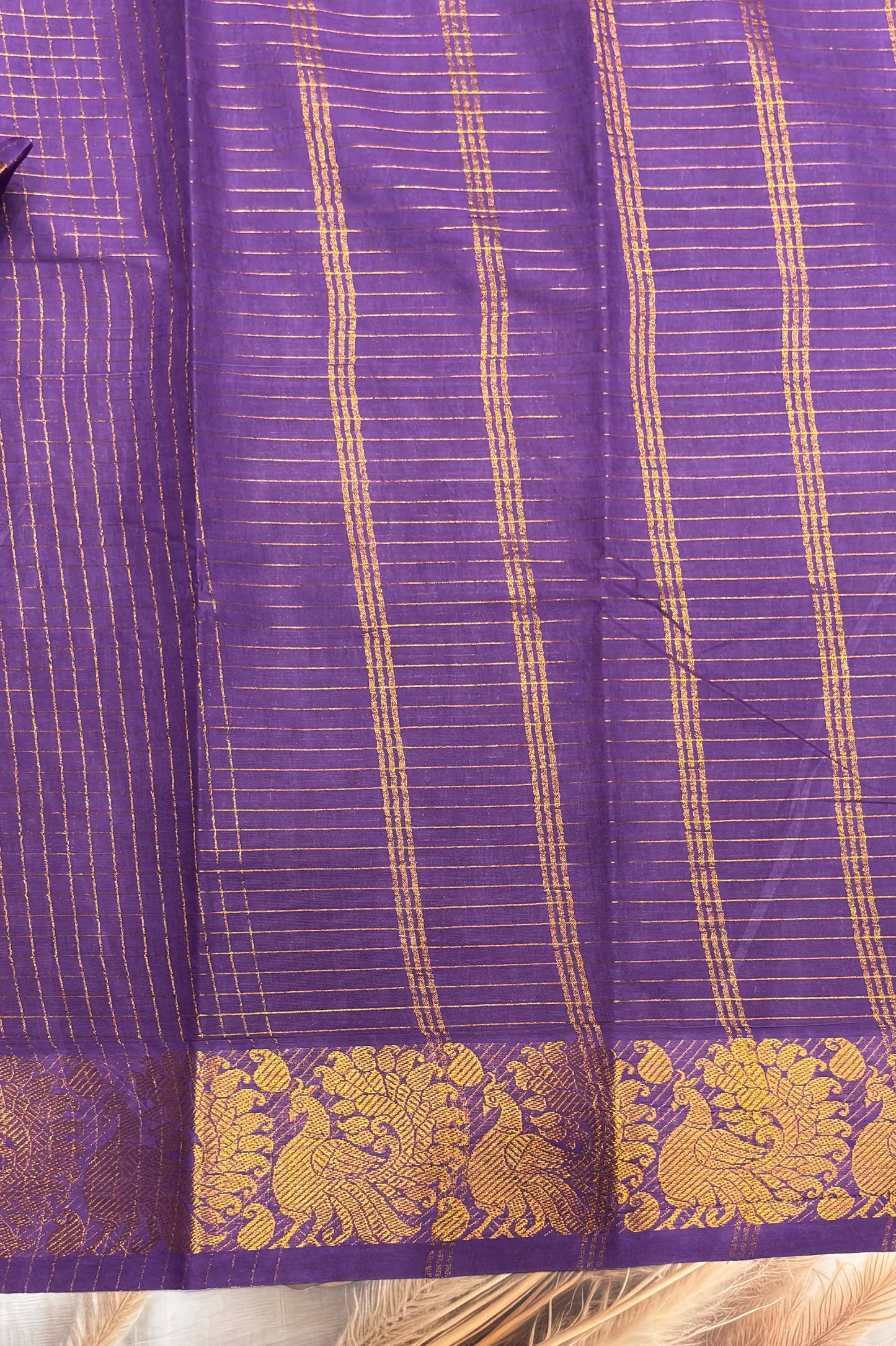 Sungudi Cotton Zari Checks | Navy Lavender | SC01
