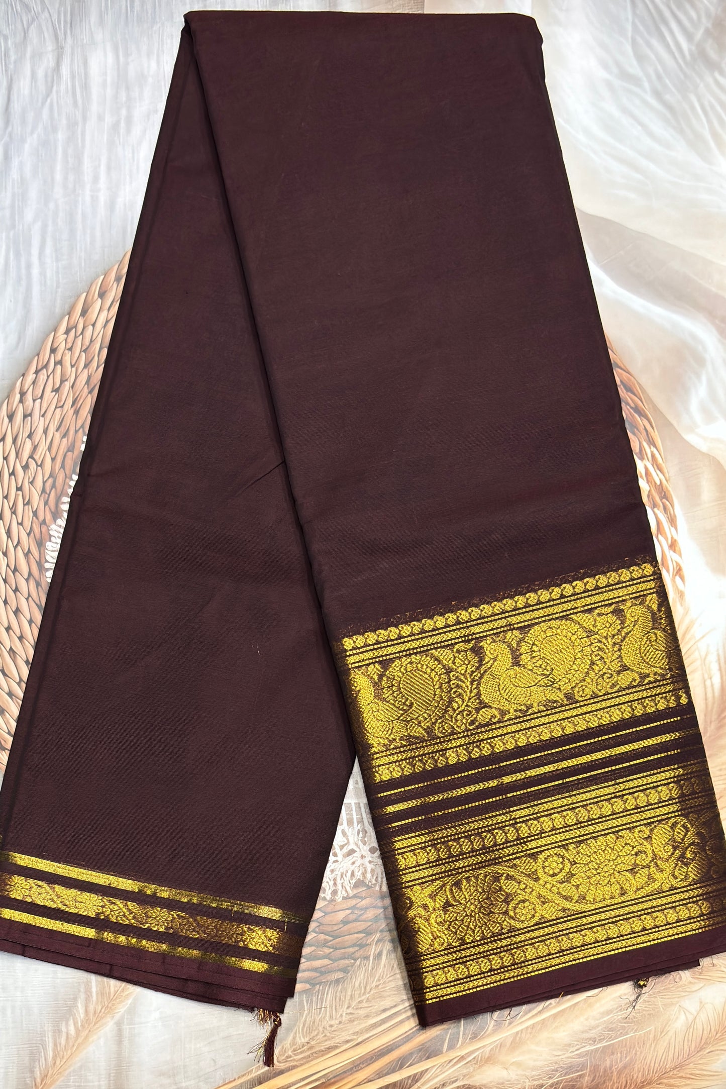 Meenakshi -Premium Kanchi Cotton Saree - Coffee Brown| MCK109