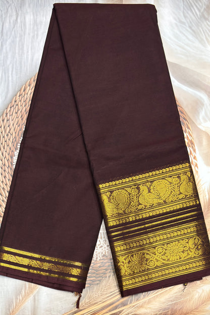Meenakshi -Premium Kanchi Cotton Saree - Coffee Brown| MCK109