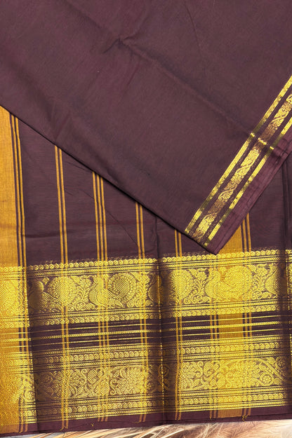 Meenakshi -Premium Kanchi Cotton Saree - Coffee Brown| MCK109